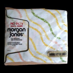 Morgan Jones Double Fitted Sheet No-Iron Luxury Muslin 54 x 76 New VTG Sealed